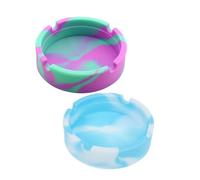LIFKOME 2pcs Silicone Ashtrays with Unbreakable Non-slip Bowls for Indoor Outdoor Use Easy to Clean Flexible Design Modern Mint Green Sky Blue Patio Office Accessories