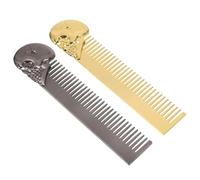 LIFKOME 2pcs Skull Men's Hair Comb Dual-sided Styling Comb Mustache Shaping Tool Precision Grooming Metal Mustache Fine Tooth Pocket Men's Zinc Alloy Grey