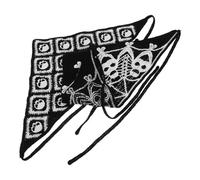 LIFKOME 2pcs Skull Woven Headscarf Crochet Bandana for Women Gothic Style Skull and Spider Pattern Hair Bandana for Halloween Party Costume