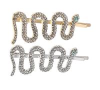 LIFKOME 2pcs Snake Shape Hair Clips for Women with Rhinestones Metal Hairpins in Gold and Silver Versatile Side Clips and Headdresses for Valentine S Day Festivals and Party Hair Jewelry