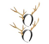 LIFKOME 2pcs Soft Deer Antlers Headband Comfortable Reindeer Antler Hair Accessories for Christmas Halloween Party Unique Festive Photo Prop for Adults