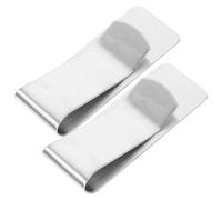 LIFKOME 2pcs Stainless Steel Money Clip Cash Bill Holder Strong Clamping Force Portable Stationery Supplies for Office Wallet Credit Cards