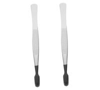 LIFKOME 2pcs Stainless Steel Straight Tweezers with Non Slip Flat Silicone Tips for Crafting Jewelry Making and Stamp Handling Lightweight Precision Tweezer Tongs for Home Office and