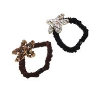 LIFKOME 2pcs Stretchy Hair Scrunchies with Sea Star Rhinestone Charm for Women Elastic Ponytail Holders Full Rhinestone Sparkle Elegant Hair Bands