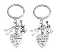 LIFKOME 2pcs Stylish Zinc Alloy Guitar Pick Keychains Creative Bag Pendants for Music and Unique Accessories for Keys Backpacks