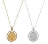 LIFKOME 2Pcs Sublimation Necklace Blanks Round Metal DIY Ornament Double-sided Rotatable Pendant for Photo Printing Rust-resistant Gold Silver Jewelry
