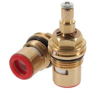 LIFKOME 2PCS Thickened Copper Faucet Core Replacement for Bathroom Kitchen Taps Disc Valve for Hot and Cold Water Easy Installation Stable Wear-Resistant Valve Red