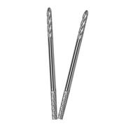 LIFKOME 2pcs Tungsten Carbide Nail Drill Bits Dual-head Grinding and Polishing Tool for Manicure Pedicure Gel Removal Professional Nail Art Accessory Silver