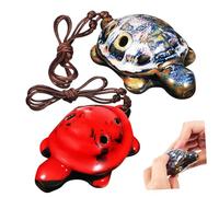 LIFKOME 2pcs Turtle Shaped Ceramic Ocarina Musical Instruments for Beginners with Unique Handcrafted Design Blue and Red Glaze Wind Instruments