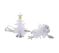 LIFKOME 2pcs USB Powered Mini Colorful LED Acrylic Christmas Tree Night Light Color Changing Holiday Table Centerpiece with Soft Glowing Color Transitions Indoor Decorative Figurines for