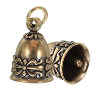 LIFKOME 2pcs Vintage Brass Bow Bells for DIY Crafts and Wind Chimes Rustic Handmade Decorative Ornaments for Wedding Christmas Door Hanging and Home Decor