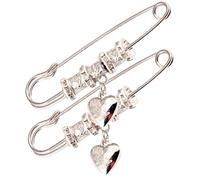 LIFKOME 2Pcs Vintage Silver Safety Pin Brooch for Sweater, Oversized Curved Fabric Clip Pins, Stylish Shawl Wrap Cardigan Brooch Clips for Women