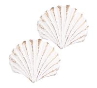 LIFKOME 2PCS White Seashell Drawer Handles Cast Iron Pulls for Kitchen Cupboard Doors and Wardrobe Nautical Decor for Coastal and Mediterranean Style Homes
