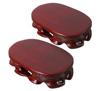 LIFKOME 2pcs Wooden Display Base for Statues Crafts Planters Rustic Oval Wood Stand for Home Decor Teapot Buddha Statue Support for Tea Shops Museums