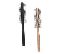 LIFKOME 2pcs Wooden Handle Curling Hair Brushes for Blow Drying and Styling Round Barrel Design Adds Volume and Bounce Comfortable Grip Hairbrush for Curly Hair and Home Use