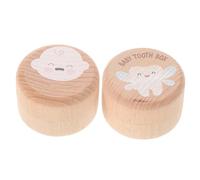 LIFKOME 2pcs Wooden Tooth Holder Box for Boys and Round Cute Lost Teeth Keepsake Fine Craftsmanship Gender-Neutral Memorial Organizer