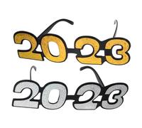 LIFKOME 2pcs Year Party Glasses Funny Cosplay Eyeglasses Gold and Silver Safe Material Lightweight Frames for Adults and Fun Photo Props for Festival Celebration