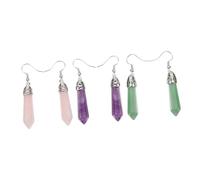 LIFKOME 3 Pairs Hexagonal Crystal Pendant Earrings Stylish Healing Ear Pendants for Women Unique Dangling Jewelry for Parties Weddings and Festivals