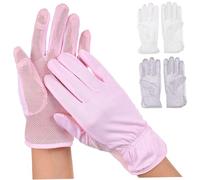 LIFKOME 3 Pairs Womens Sun Protection Gloves Summer Silky Cooling Full Finger Touchscreen Cycling Gloves Outdoor Sports Stretchy Breathable Mesh Palm