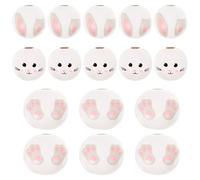 LIFKOME 30pcs DIY Easter Wood Beads with Rabbit Ear, Face, and Foot Patterns for Bracelet and Jewelry Making, Synthetic Material, Assorted Colors, for Handcrafts and Decorative Projects