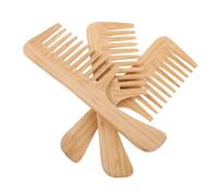LIFKOME 3pcs Bamboo Wide Tooth Comb with Handle for Men and Women Large Detangling Styling Tool for Curly Thick Wet Hair Anti-static Natural Hairdressing Paddle Brush for Home and Barber