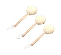 LIFKOME 3pcs Bath Puff Shower Bath Brush 13.98x5.31x3.15 Inch Ergonomic Design Remove Dead Skin Nylon Wood for Home Bathroom Families and Friends
