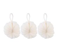 LIFKOME 3Pcs Beige Petal-Shaped Bath Balls PE Material Bubble Maker Soft Shower Scrub for Gentle Body Cleansing and Exfoliating Skin Care at Home Bathroom