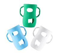 LIFKOME 3pcs Bottle Silicone Sleeves with Handles Large Protective Covers for Glass Nursery Bottles Anti-Breakage Replacement in Blue White Green