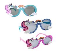 LIFKOME 3pcs Cartoon Unicorn Party Glasses Plastic Eyewear for Birthday Dress Up Favors Outdoor Festivals Photo Props Pink Dark Blue Light Blue Random Color