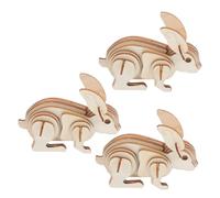 LIFKOME 3pcs DIY Wooden Rabbit Puzzle Kit for Adults Animal Model Craft for Painting and Assembly Educational Wood Figurine Enhancing Creativity and Fine Motor Skills Quiet Playtime