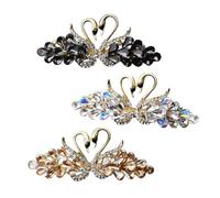 LIFKOME 3pcs Elegant Rhinestone Swan Hair Clips Sparkly Crystal Barrettes for Women Bridal Prom Party Hair Accessories in White Gray