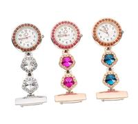 LIFKOME 3pcs Fashionable Crystal Pocket Watch Brooch Nurse Watch Boy Girl Elderly Zinc Alloy Portable High Precision Random Color