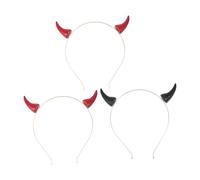 LIFKOME 3pcs Halloween Devil Headbands Shining Hair Hoops Party Headdress Accessories for Devil Hair Band Costume Occasion Random Color