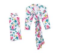 LIFKOME 3pcs Maternity Robe with Headband and Newborn Blanket Breathable Loose Fit Pregnancy Sleepwear for Women Nursing Nightwear with Elegant Floral Print