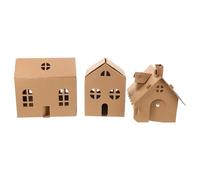 LIFKOME 3pcs Miniature Cardboard Dollhouse Kit for DIY Coloring Playhouse for Artistic Development Creativity Boost and Family Interaction Paper Material Easy Assembly