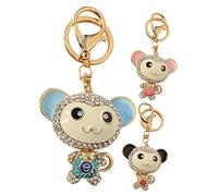 LIFKOME 3pcs Monkey Keychains Fluffy Keyring Decorative Toy Monkey Metal Keychain