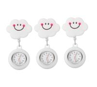 LIFKOME 3pcs Nurse Pocket Watch Retractable Clip Hanging Smile Cloud Pattern Watch for Nurses Doctors Students