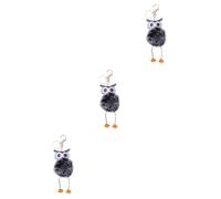 LIFKOME 3pcs Owl Shape Keychain Pendant Decor Black Cute Key Holder for Bags Backpacks and Car Keys Fluffy Owl for and Giveaways