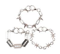 LIFKOME 3pcs Punk Shoe Charms Stainless Steel Metal Chains Rivets Spikes DIY Accessories for Sneakers Casual Fashion Unisex