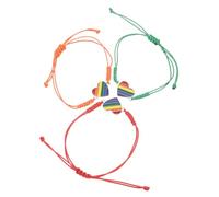 LIFKOME 3pcs Rainbow Braided Heart Bracelets for Lgbtq Pride Unisex Friendship Wristbands Distinctive Woven Decoration Symbolizing Inclusivity and Equality Stylish Hand Jewelry for Women
