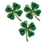 LIFKOME 3pcs Shamrock Enamel Pins Four Leaf Clover Brooches with Secure Clasp Lightweight Irish Luck Accessories for Women St Patricks Day Fashion Holiday