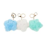 LIFKOME 3pcs Soft Fluffy Star Keychain Cute Plush Pendant Kawaii Star Keychains for Backpack Purse Handbag Decoration for Girls