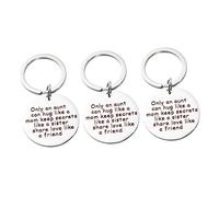 LIFKOME 3pcs Thanksgiving Key Chain Pendant Stainless Steel Keyring for Aunt Meaningful Engraved Words Charming Key Holder