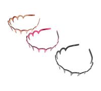 LIFKOME 3pcs U-shaped Resin Toothed Hairbands for Women Simple Stylish Hair Hoops with Elastic Durability Skin-friendly Headwear in Black Brown Wine for Daily Use and