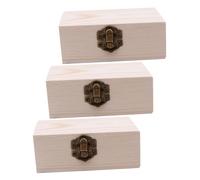 LIFKOME 3pcs Unfinished Solid Wood Keepsake Boxes Small Jewelry Storage Chest with Secure Lid DIY Craft Painting Wooden Organizer for Home Decor and Packaging