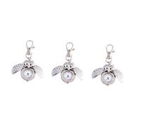 LIFKOME 3pcs Unique Vintage Owl Shape Pocket Watch Owl Key Chain Decorative Watch