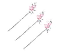LIFKOME 3pcs Vintage Style Pearl Flower Hairpins Set for Women, Red Plum Blossom Hair Sticks with Tassel, Traditional Hair Accessories for Formal and Daily Wear