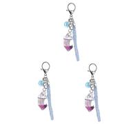 LIFKOME 3sets Creative Cartoon Heart Shaped Keychain Pendant for Handbag Decoration Material Drilling Rope and Beads for Girlfriends and Special Occasions
