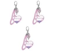LIFKOME 3sets Lovely Heart Pendant Key Chain Beads and Shiny Rope for Bag and Backpack Decoration for