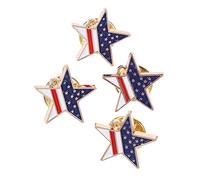 LIFKOME 4 Pcs American Flag Brooch Pins Five Pointed Star Lapel Badge Costume Decoration for Women Men Enamel Star Pin for Independence Day Memorial Day Party Accessories
